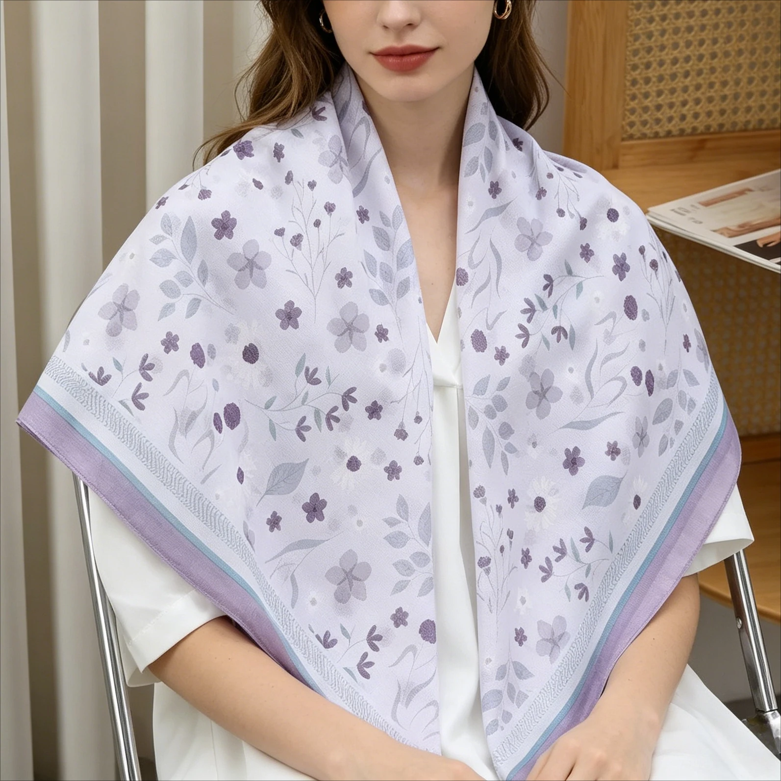 1 piece floral 90 square scarf women's spring and summer new fashionable versatile decorative silk scarf headscarf neck scarf
1 piece floral 90 square scarf women's spring and summer new fashionable versatile decorative silk scarf headscarf neck scarf