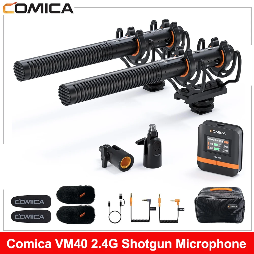Comica VM40 2.4G Super Cardioid Dual-Channel Wireless Shotgun Microphone Bluetooth microphone for Camera/Smartphone/PC
Comica VM40 2.4G Super Cardioid Dual-Channel Wireless Shotgun Microphone Bluetooth microphone for Camera/Smartphone/PC