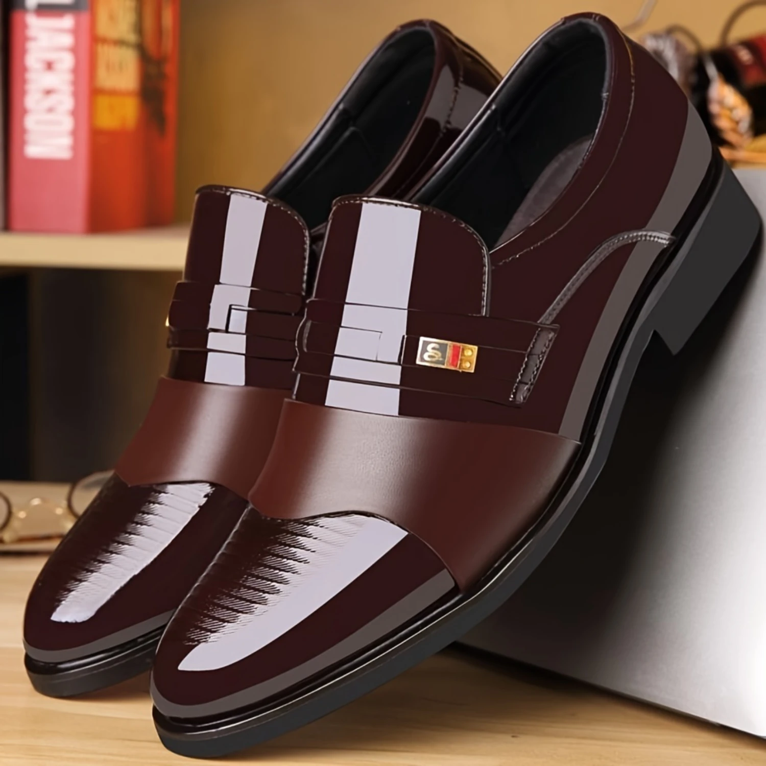 Men's Solid Slip On Semi-formal Dress Shoes With PU Leather Uppers, Wear-resistant Non-slip Shoes For Business Office Wedding Pa
Men's Solid Slip On Semi-formal Dress Shoes With PU Leather Uppers, Wear-resistant Non-slip Shoes For Business Office Wedding Pa