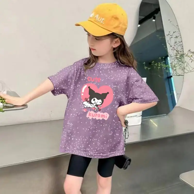 Anime Cartoon Sanrio Kuromi Children's Short Sleeved Summer New Girls' T-Shirt Fashion Casual Pure Cotton Top Gift for Girls
Anime Cartoon Sanrio Kuromi Children's Short Sleeved Summer New Girls' T-Shirt Fashion Casual Pure Cotton Top Gift for Girls