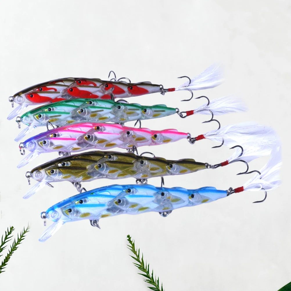 5Pcs Group Lures Lifelike Artificial Baits for Carp Bass Fishing Ocean Lake River Reservoir Pond Fish Lures Stream
5Pcs Group Lures Lifelike Artificial Baits for Carp Bass Fishing Ocean Lake River Reservoir Pond Fish Lures Stream