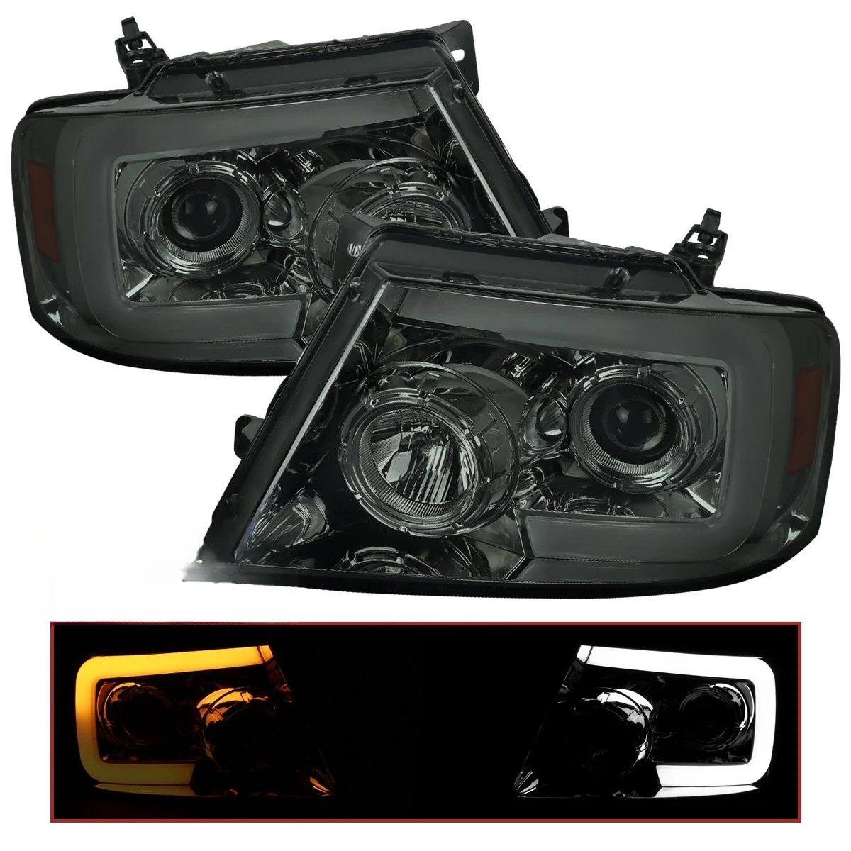 Smoke Projector Headlights w/ Sequential LED Signal Fits 2004-2008 Ford F150
Smoke Projector Headlights w/ Sequential LED Signal Fits 2004-2008 Ford F150