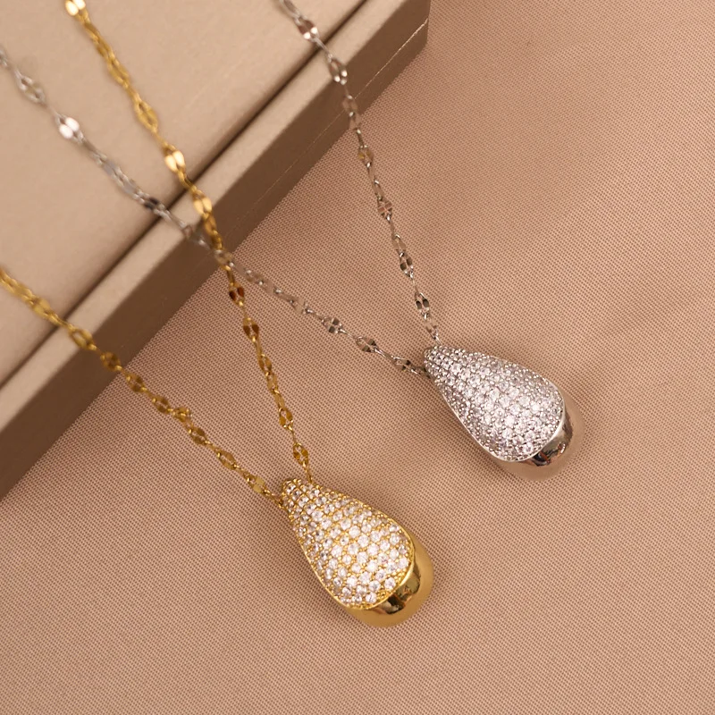 Ожерелье классическое из нержавеющей стали с микроинкрустацией, изысканная модная подвеска в виде капли воды для девушек
Ожерелье классическое из нержавеющей стали с микроинкрустацией, изысканная модная подвеска в виде капли воды для девушек