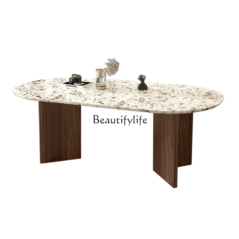 High-end terrazzo household light luxury high-end modern simple small apartment dining table
High-end terrazzo household light luxury high-end modern simple small apartment dining table