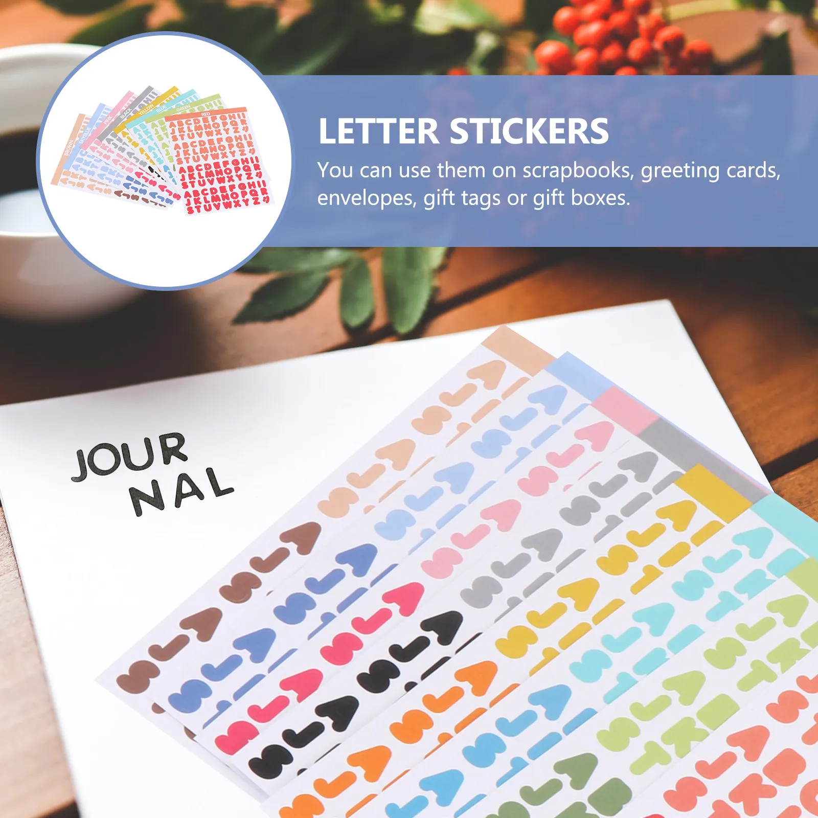 16 Sheets Colorful Letter Stickers Self Adhesive Alphabet Decals for Scrapbooking Diary Journaling Greeting Cards Gift Tags
16 Sheets Colorful Letter Stickers Self Adhesive Alphabet Decals for Scrapbooking Diary Journaling Greeting Cards Gift Tags