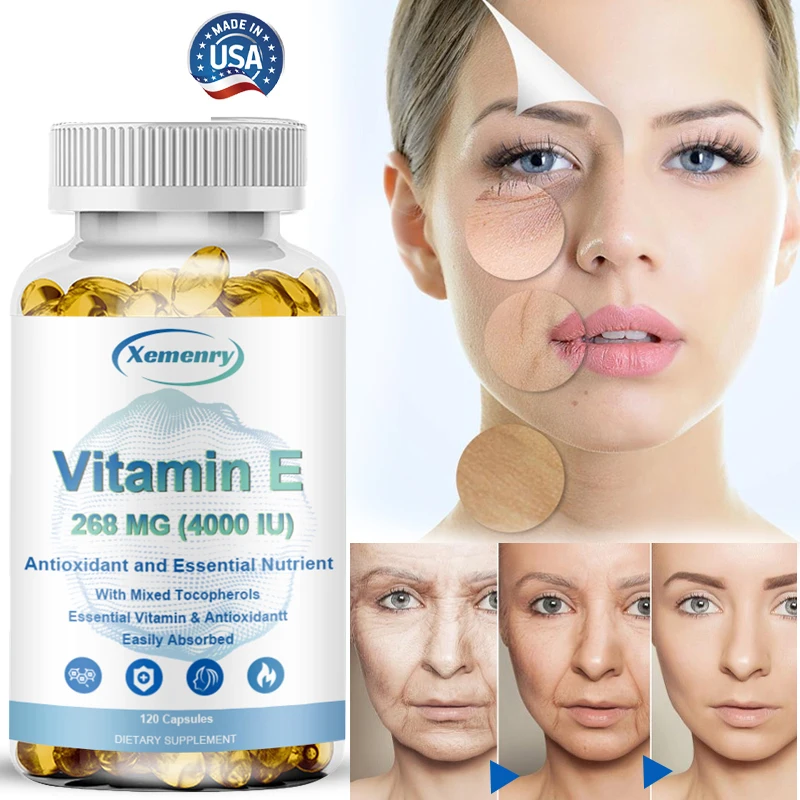 Vitamin E Capsules 268mg - Support Skin, Cardiovascular Health, Anti-oxidation, Anti-aging, and Enhance Immunity
Vitamin E Capsules 268mg - Support Skin, Cardiovascular Health, Anti-oxidation, Anti-aging, and Enhance Immunity