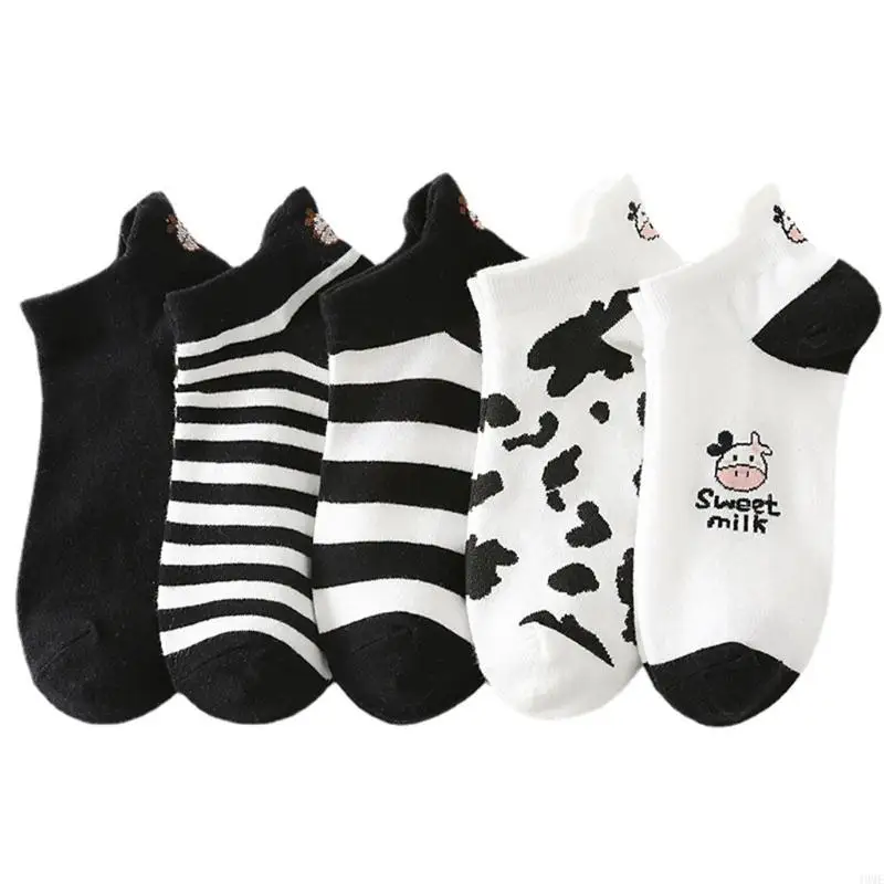 49ME 5 Pairs Novelty Cartoon Cow Animal Print Low Cut Boat Socks Women Girls Black White Casual Summer Cotton Tab Back Ankle
49ME 5 Pairs Novelty Cartoon Cow Animal Print Low Cut Boat Socks Women Girls Black White Casual Summer Cotton Tab Back Ankle
