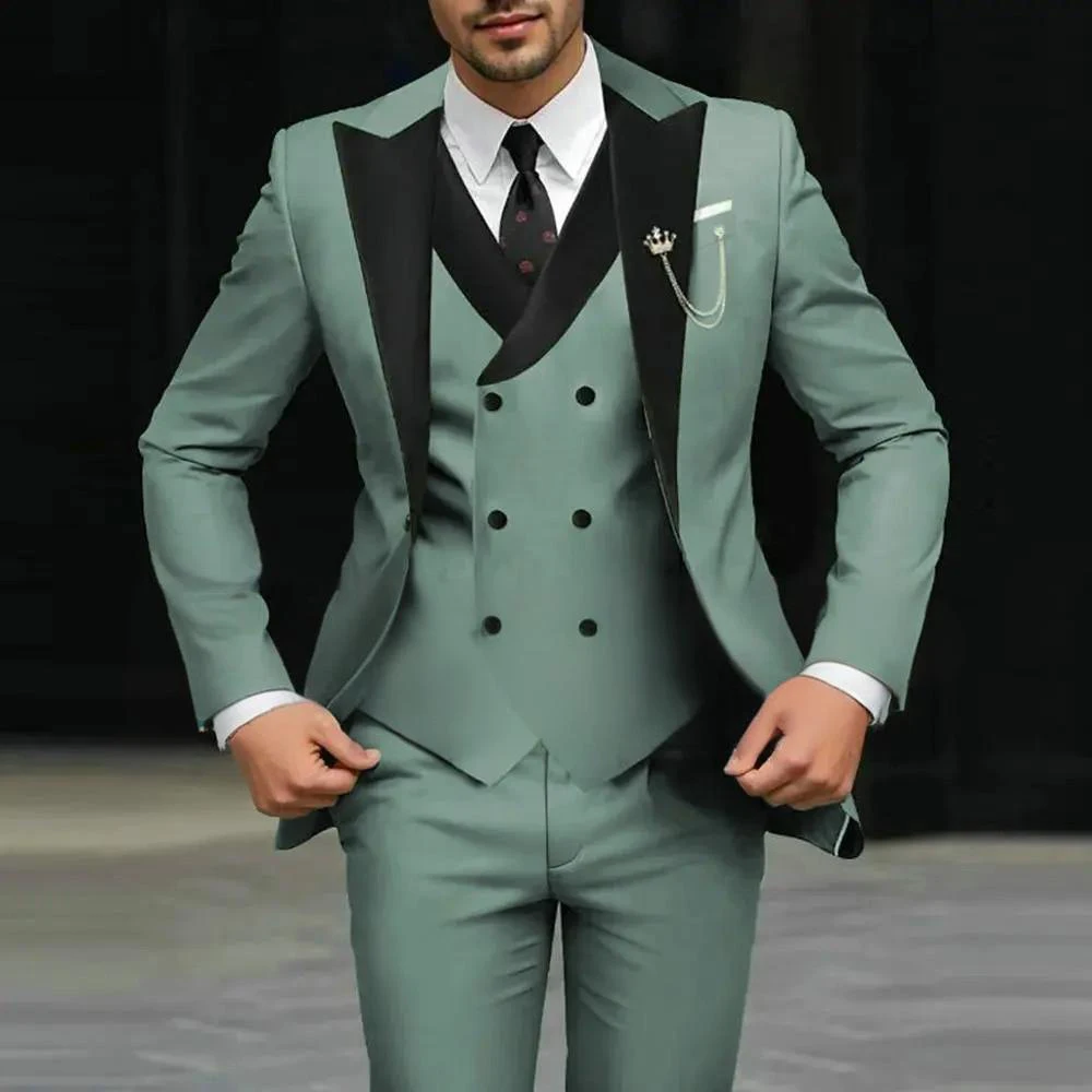 Modern Men's 3 Piece Tuxedo Suit Slim Fit Contrast Lapel Blazer Vest Pants Set Ideal for Wedding Prom Events.Wedding Party Dress
Modern Men's 3 Piece Tuxedo Suit Slim Fit Contrast Lapel Blazer Vest Pants Set Ideal for Wedding Prom Events.Wedding Party Dress