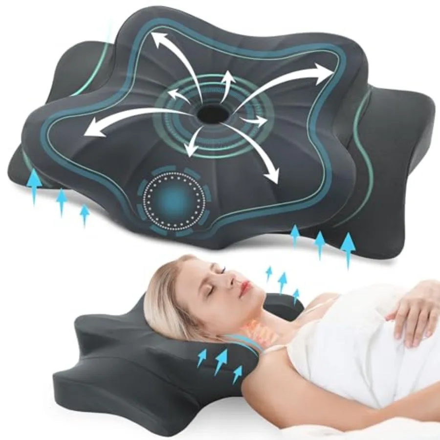 Cervical Pillow for Neck and Shoulder Pain Relief, Cooling Contour Memory Foam Pillow, Dual-Height Ergonomic Neck Support Pillo
Cervical Pillow for Neck and Shoulder Pain Relief, Cooling Contour Memory Foam Pillow, Dual-Height Ergonomic Neck Support Pillo