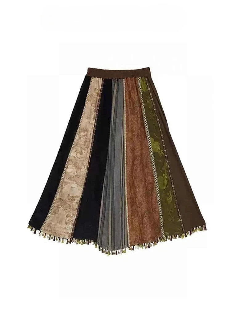 2000s Autumn Winter Midi Skirt Patchwork Contrast Color Cottage Core A-line French Vintage Aesthetic Evening Party Y2k Design
2000s Autumn Winter Midi Skirt Patchwork Contrast Color Cottage Core A-line French Vintage Aesthetic Evening Party Y2k Design