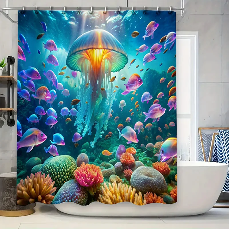Underwater World Shower Curtain with Jellyfish Fish Coral 3D Printed Bath Decor for Kids' Bathroom Available in Multiple Sizes (
Underwater World Shower Curtain with Jellyfish Fish Coral 3D Printed Bath Decor for Kids' Bathroom Available in Multiple Sizes (