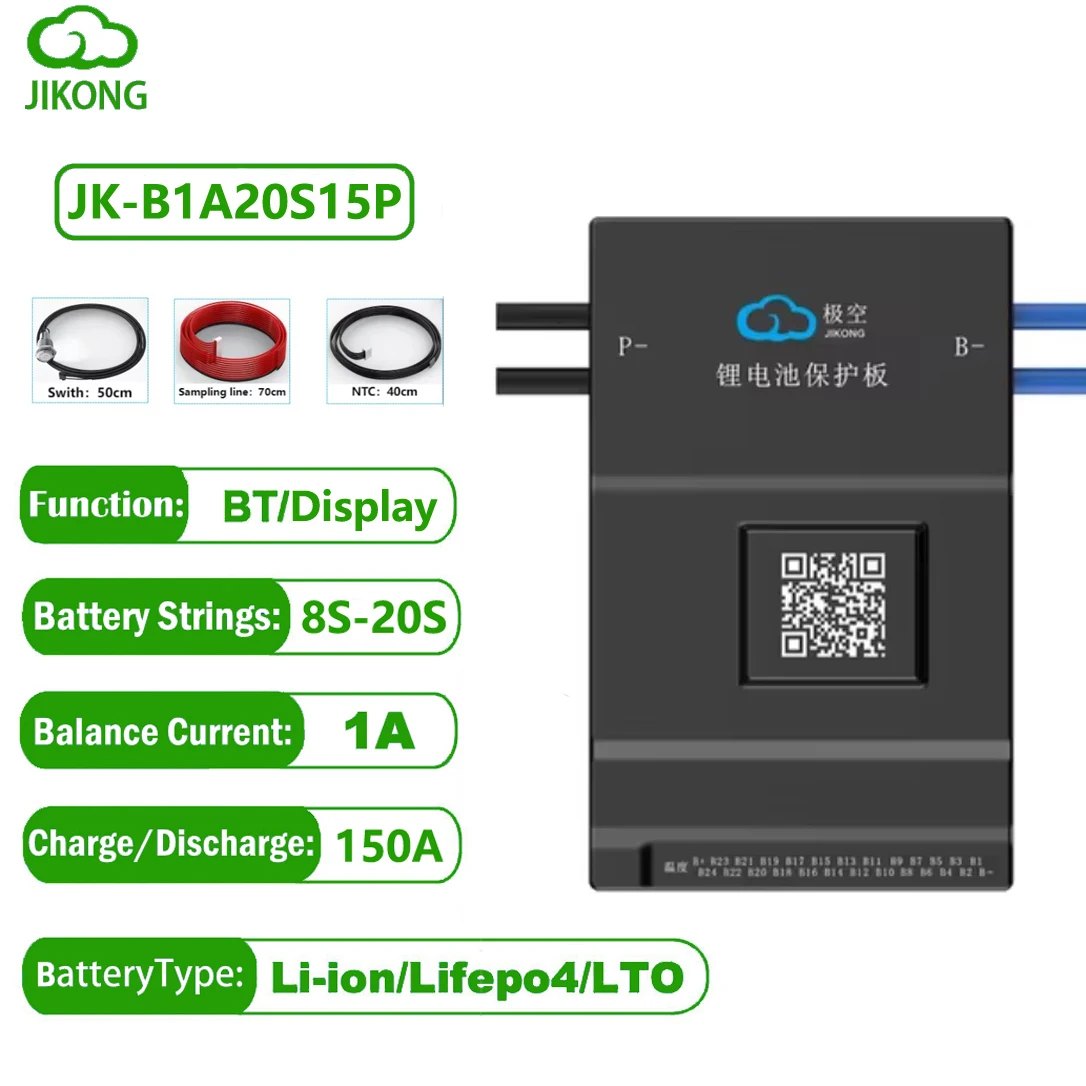 JK BMS 150A Smart 1A Active Balance System JK-B1A20S15P 18650 Batteries 8S 24V Lifepo4 JIKONG BT Li-ion Compatible Ebike Camping
JK BMS 150A Smart 1A Active Balance System JK-B1A20S15P 18650 Batteries 8S 24V Lifepo4 JIKONG BT Li-ion Compatible Ebike Camping