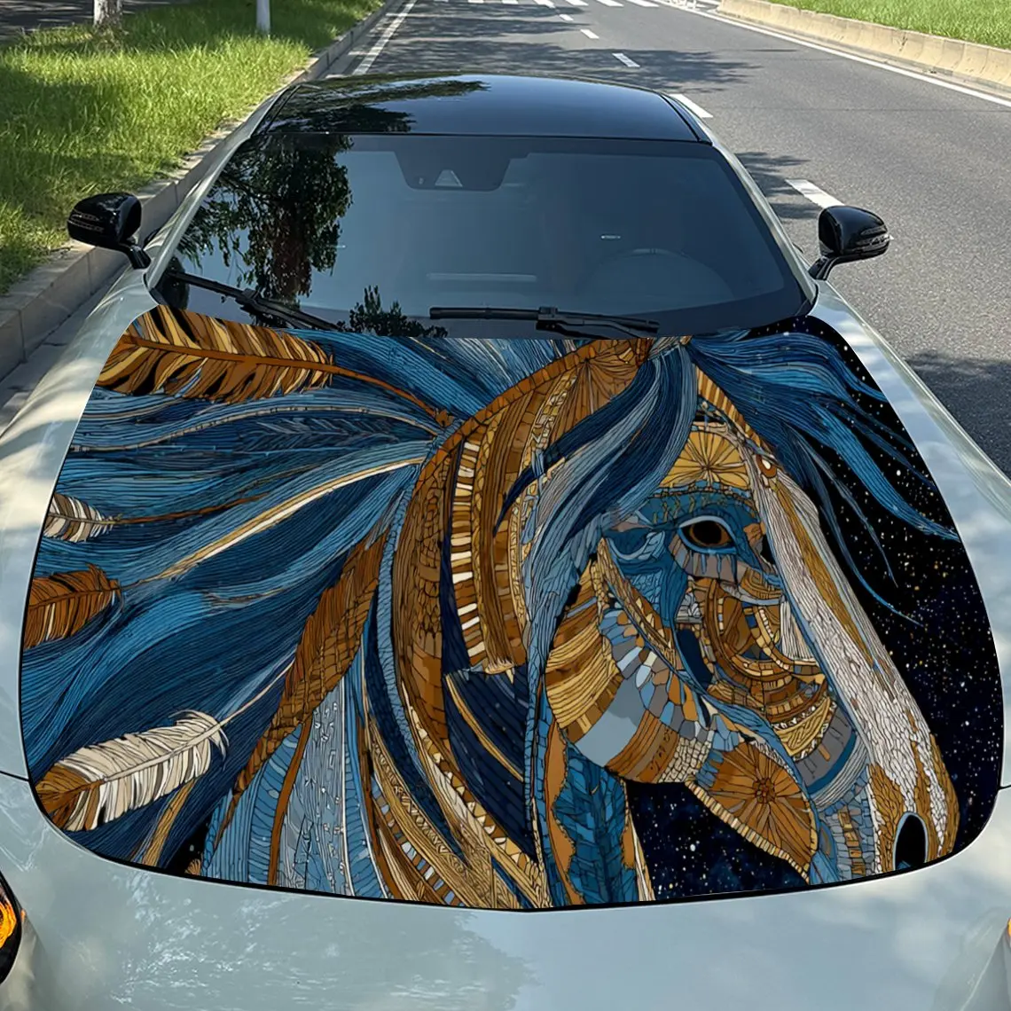 Gorgeous Blue - And - Gold Car Hood Stickers - Self-Adhesive, Waterproof and Durable Vinyl Wrap, Decorate And Protect Your Car,
Gorgeous Blue - And - Gold Car Hood Stickers - Self-Adhesive, Waterproof and Durable Vinyl Wrap, Decorate And Protect Your Car,
