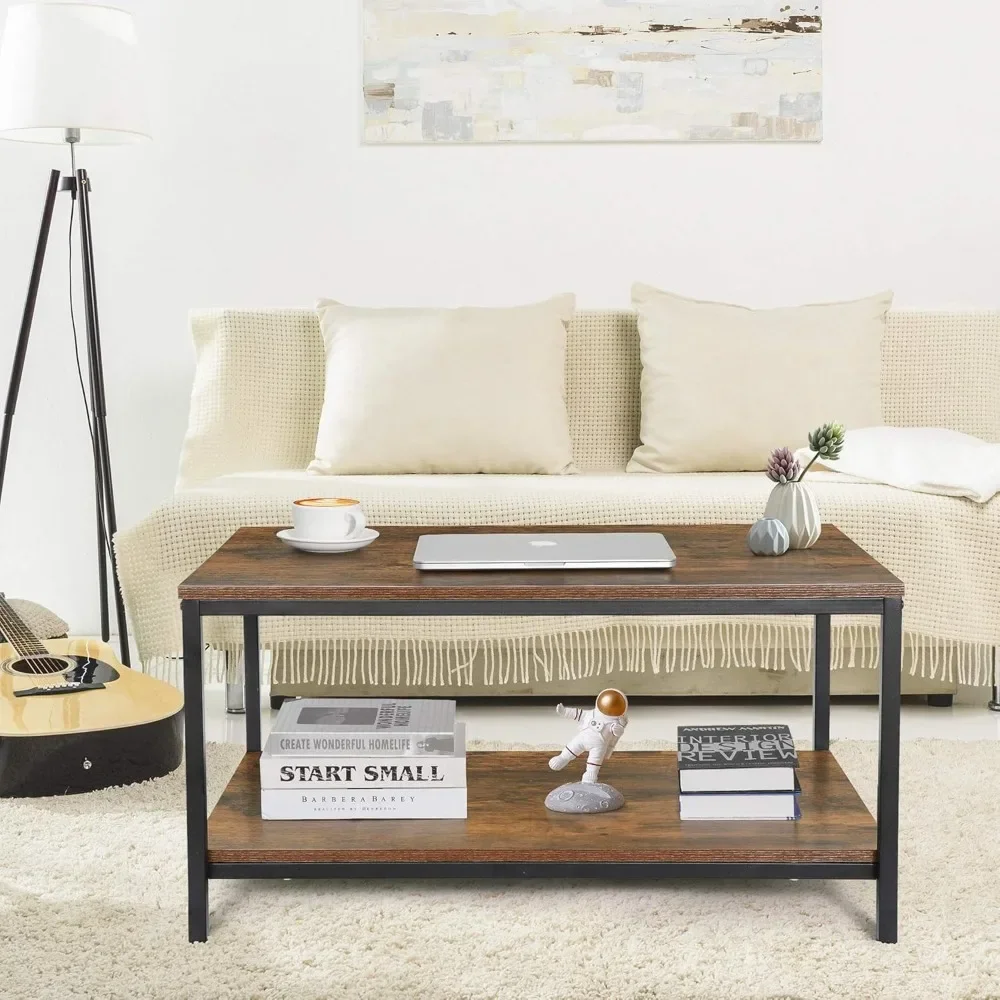2-Tier Industrial Coffee Table with Storage Shelf for Small Apartment Living Room, Rectangle Wood
2-Tier Industrial Coffee Table with Storage Shelf for Small Apartment Living Room, Rectangle Wood