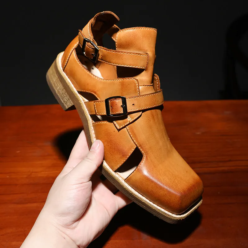 Heavy Industry Washed Summer New Tire Cowhide Washed Hollow Sandals Men's Square Head Goodyear Breathable Sandals
Heavy Industry Washed Summer New Tire Cowhide Washed Hollow Sandals Men's Square Head Goodyear Breathable Sandals