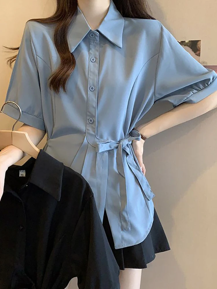 plus Size Women's Shirt Knot Waist Cinching Short Sleeve Chiffon Top Korean Style Commute Wind Summer Fashion
plus Size Women's Shirt Knot Waist Cinching Short Sleeve Chiffon Top Korean Style Commute Wind Summer Fashion