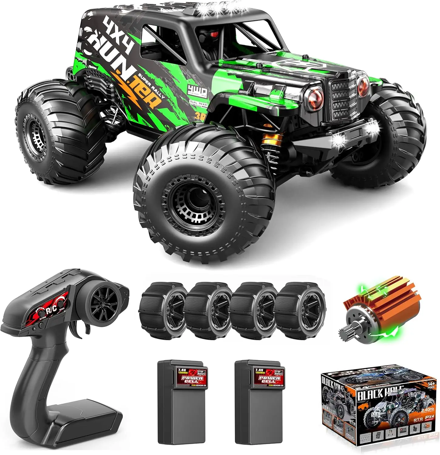 1:14 RC Monster Truck 4WD Off-Road, 40+ KM/H Waterproof, Dual Batteries & Extra Paddle Tires for Adults
1:14 RC Monster Truck 4WD Off-Road, 40+ KM/H Waterproof, Dual Batteries & Extra Paddle Tires for Adults