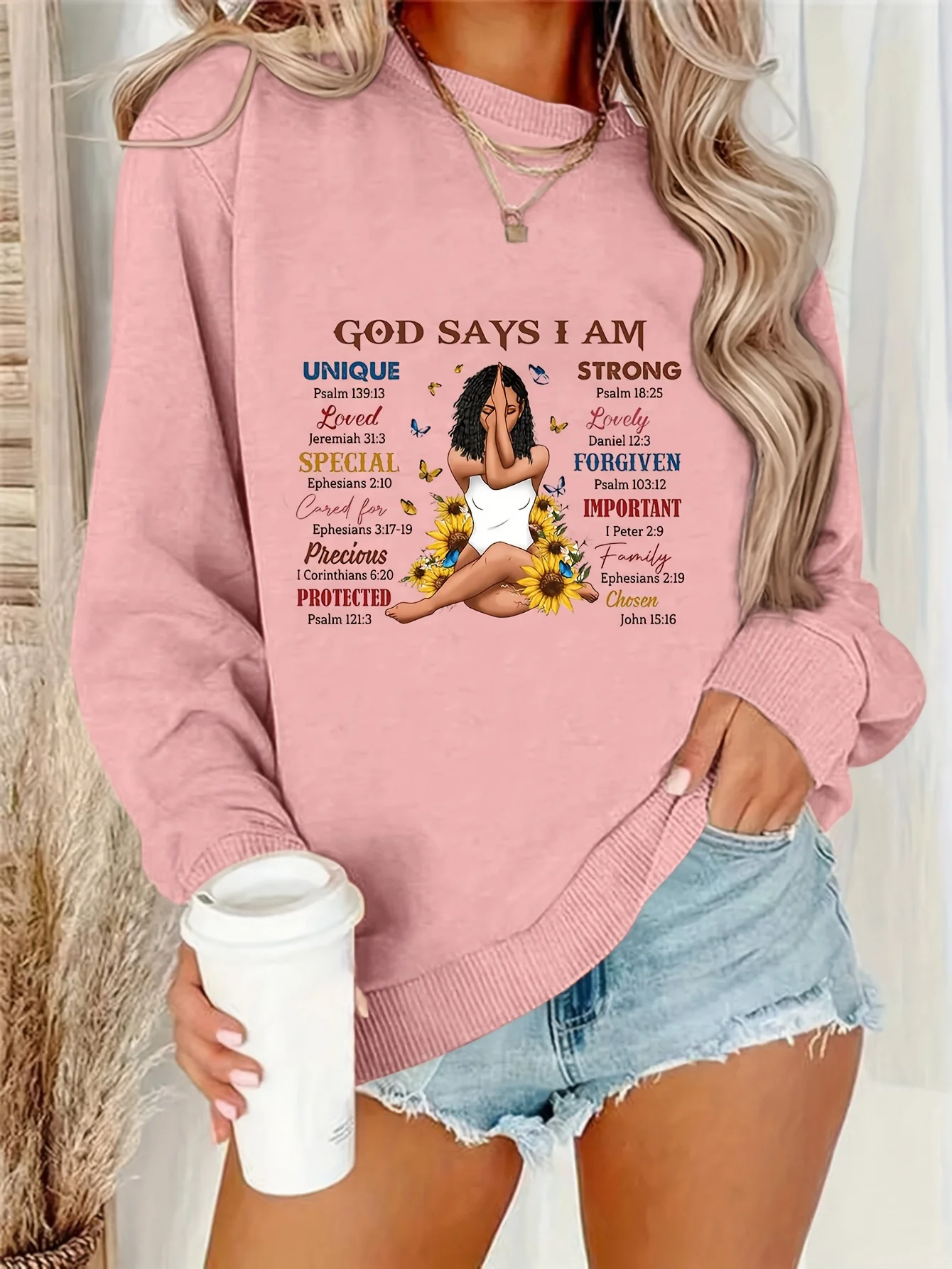 Spring Autumn Sweatshirt Women God Says I Am Letter Print Yoga Girl Print Oversized Pullover Tops
Spring Autumn Sweatshirt Women God Says I Am Letter Print Yoga Girl Print Oversized Pullover Tops