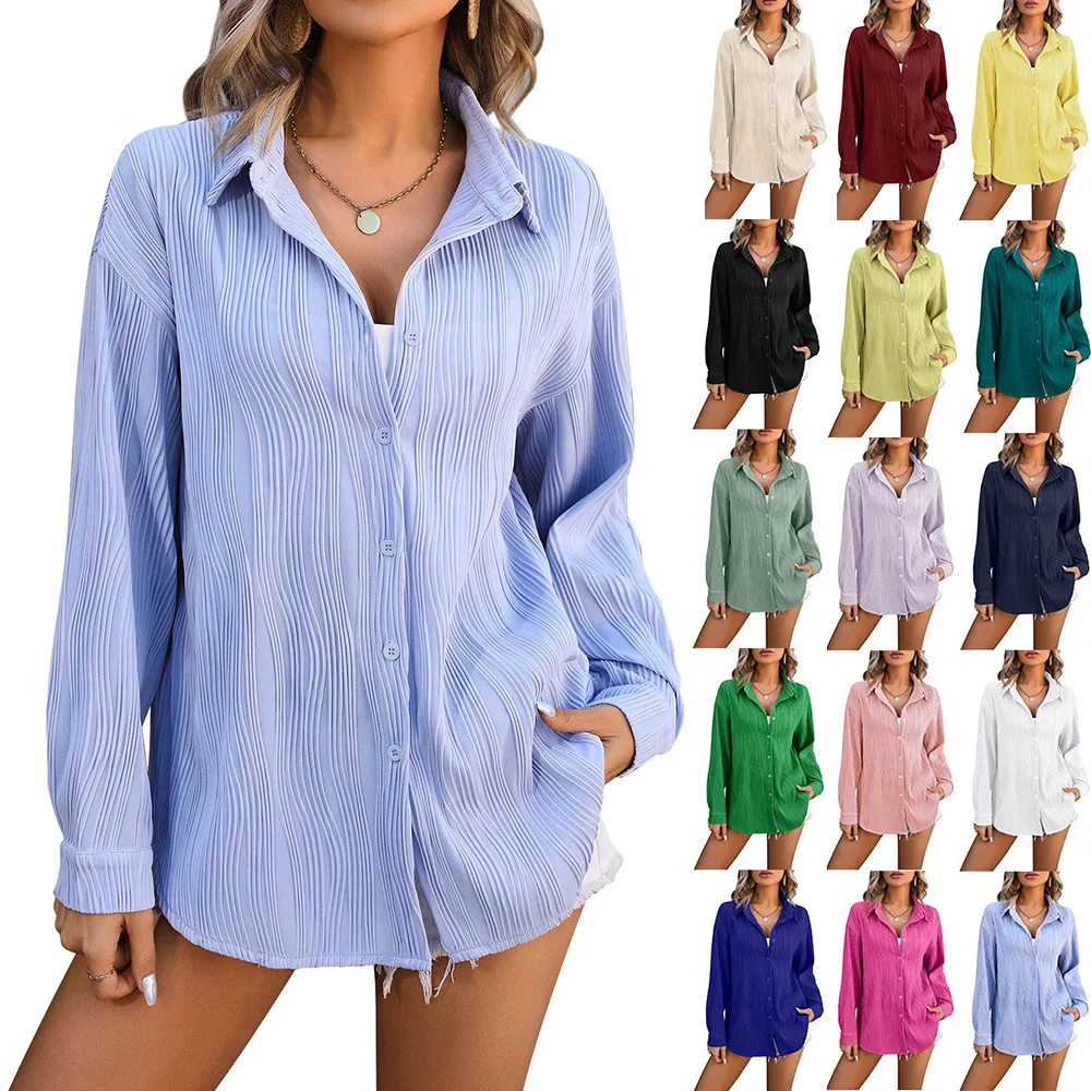 Fashion Women's Wave Texture Shirts 2024 Ladies Spring Summer New Casual Button Loose Office Ladies Shirt Female
Fashion Women's Wave Texture Shirts 2024 Ladies Spring Summer New Casual Button Loose Office Ladies Shirt Female