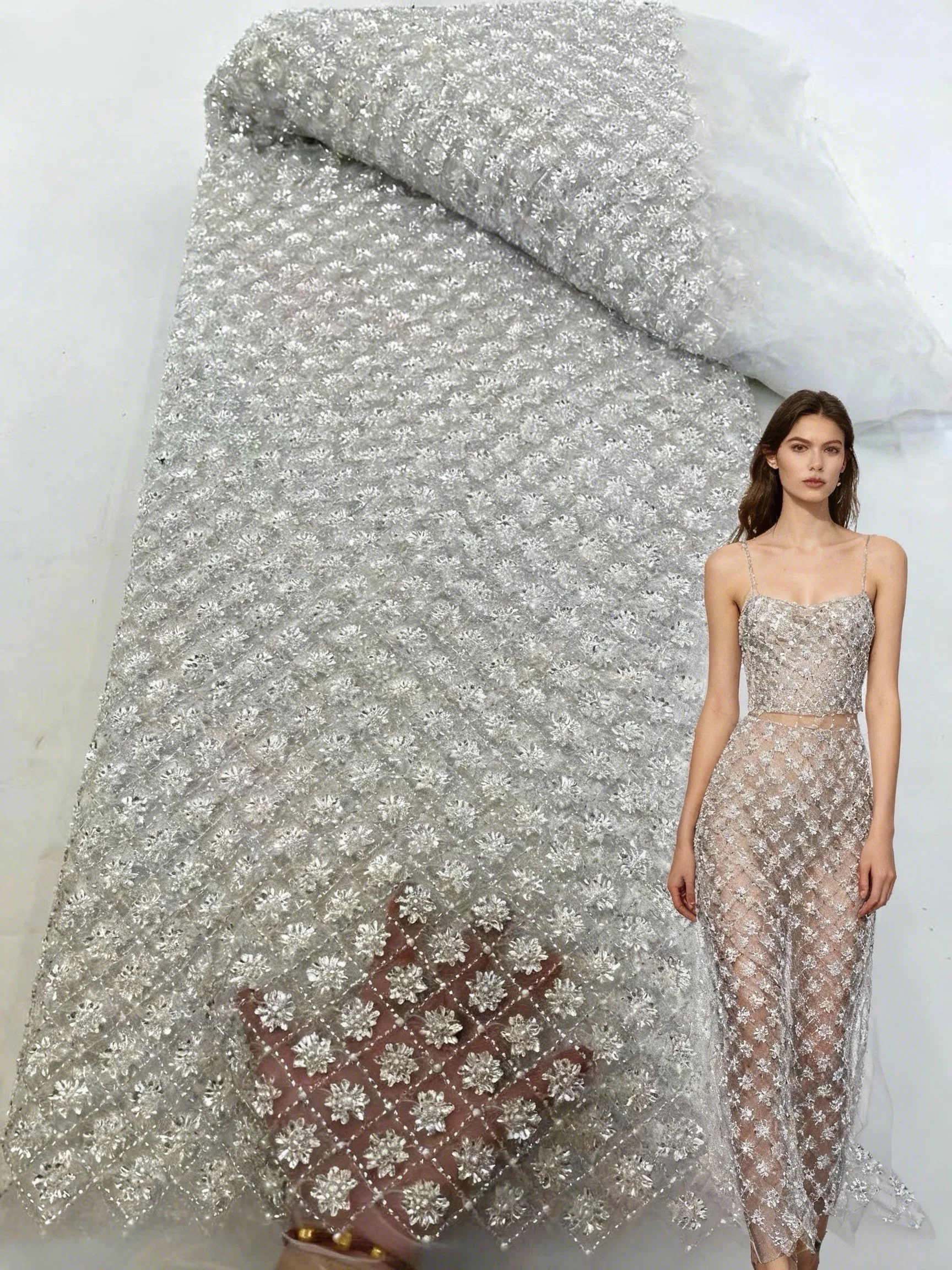 African Nigerian Groom Tulle Lace Fabric 2025 High Quality Sequins Embroidery Beaded Tulle Nigerian French Wedding Party Dress 
African Nigerian Groom Tulle Lace Fabric 2025 High Quality Sequins Embroidery Beaded Tulle Nigerian French Wedding Party Dress