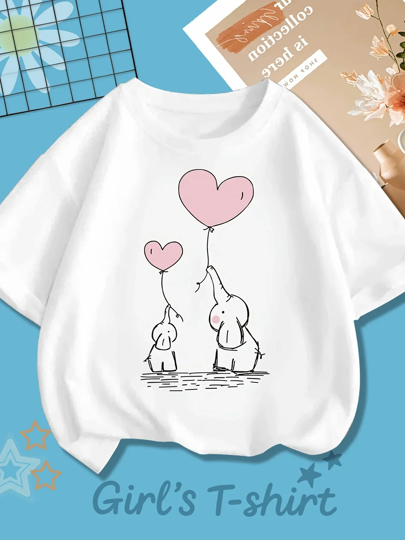 Little Elephant Love Balloon Pattern Printed Girls' Round Neck Short Sleeve T-shirt Children's Outdoor Casual Summer Clothes
Little Elephant Love Balloon Pattern Printed Girls' Round Neck Short Sleeve T-shirt Children's Outdoor Casual Summer Clothes