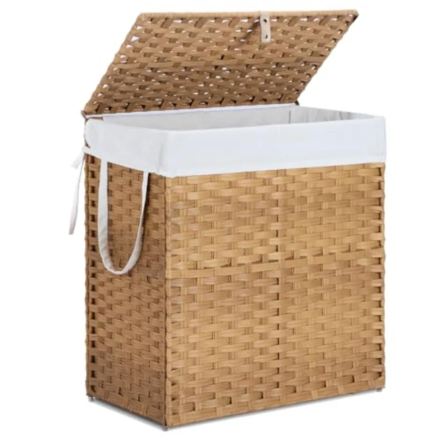Laundry Basket with Lid, Rattan Cothes aundry Basket with id and Handes, Foldable Clothes Hamper, Removable Liner
Laundry Basket with Lid, Rattan Cothes aundry Basket with id and Handes, Foldable Clothes Hamper, Removable Liner