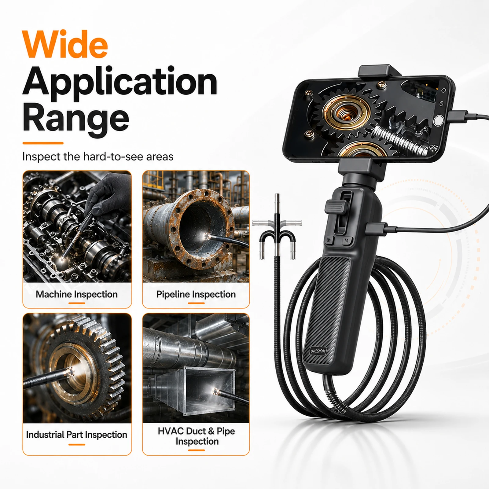 Type-C 360 Degree Steering Borescope For iPhone Android Smartphone 1080P HD Articulated Endoscope Car Engine Inspection Scope
Type-C 360 Degree Steering Borescope For iPhone Android Smartphone 1080P HD Articulated Endoscope Car Engine Inspection Scope