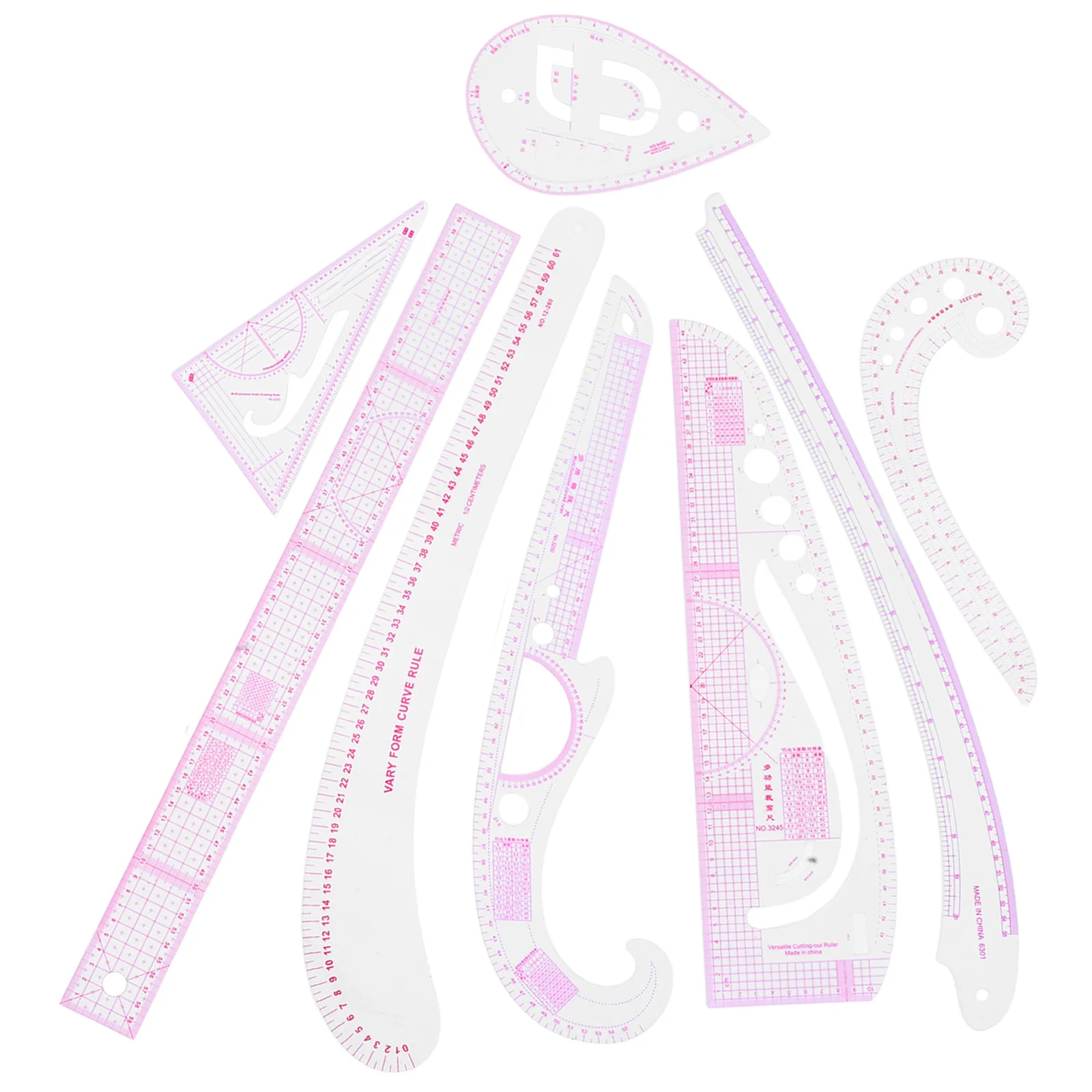 8 pcs Clothing Pattern Drafting Ruler Set Multifunctional Sewing Grading Drawing Tool Fashion Design Curve Template Professional
8 pcs Clothing Pattern Drafting Ruler Set Multifunctional Sewing Grading Drawing Tool Fashion Design Curve Template Professional