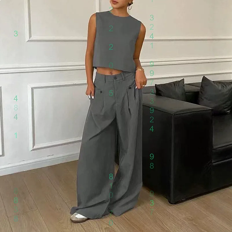 Women's Summer Sleeveless Blouse Top High Waist Straight Wide Leg Pants Jumpsuit Matching Set
Women's Summer Sleeveless Blouse Top High Waist Straight Wide Leg Pants Jumpsuit Matching Set