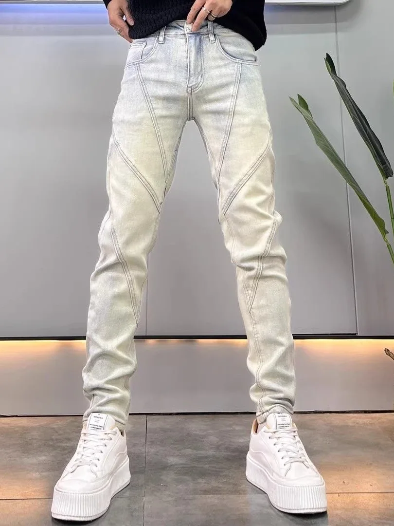 Мужские джинсы American Street Sle Slim Fit, модные брендовые универсальные модные брюки с завышенной талией, маленькие прямые брюки
Мужские джинсы American Street Sle Slim Fit, модные брендовые универсальные модные брюки с завышенной талией, маленькие прямые брюки