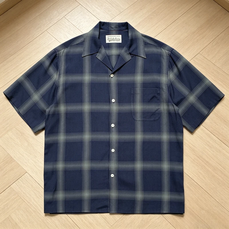 Navy Plaid Aloha Shirt WACKO MARIA Hawaii Blouse Vintage Streetwear Men Women Short Sleeve
Navy Plaid Aloha Shirt WACKO MARIA Hawaii Blouse Vintage Streetwear Men Women Short Sleeve