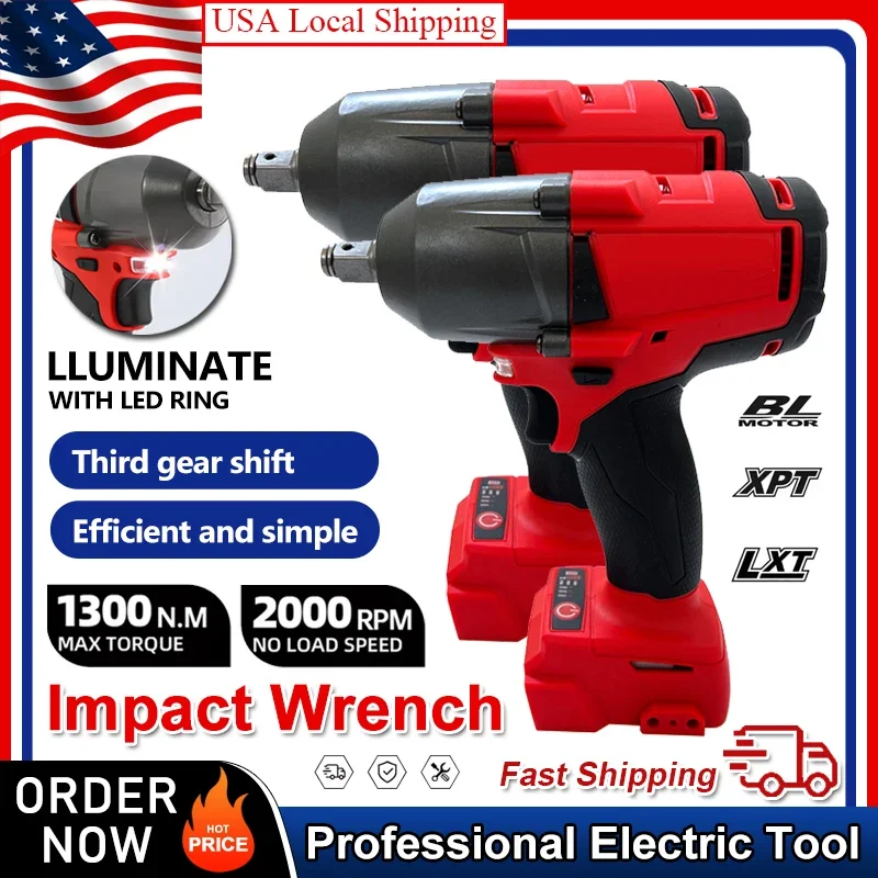 Fit Milwaukee 1300NM Cordless Electric WrenchLarge Torque Brushless Impact Wrench Car Truck Repair Power Tools 18V Battery
Fit Milwaukee 1300NM Cordless Electric WrenchLarge Torque Brushless Impact Wrench Car Truck Repair Power Tools 18V Battery