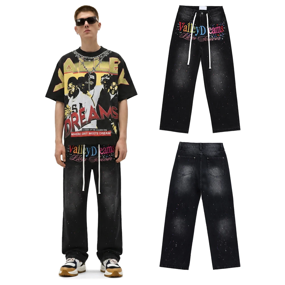 Streetwear Loose Straight Jeans with Color Letter Embroidery Hiphop Street Style Cotton Casual Vintage Rock Revivals Loose Pants
Streetwear Loose Straight Jeans with Color Letter Embroidery Hiphop Street Style Cotton Casual Vintage Rock Revivals Loose Pants