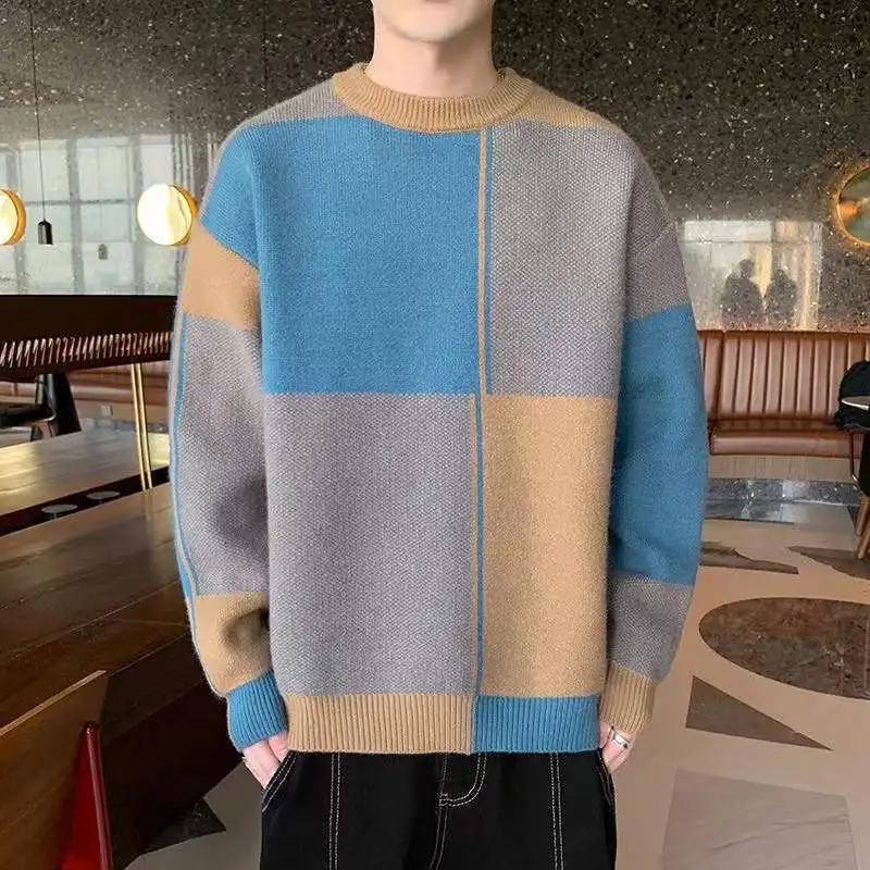 2024 Men's Autumn and Winter New Loose Plaid Pullover Sweater Teenagers Fashion Colorblock Sweater
2024 Men's Autumn and Winter New Loose Plaid Pullover Sweater Teenagers Fashion Colorblock Sweater