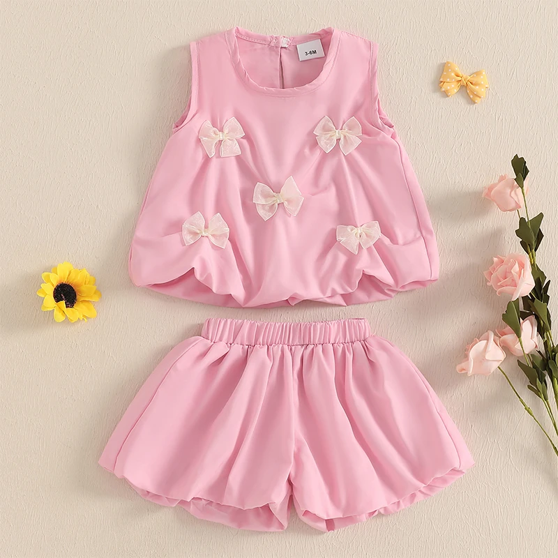Summer Newborn Infant Baby Girl Outfits Bow Decor Round Neck Sleeveless Tank Tops Elastic Waist Shorts 2Pcs Clothes Set
Summer Newborn Infant Baby Girl Outfits Bow Decor Round Neck Sleeveless Tank Tops Elastic Waist Shorts 2Pcs Clothes Set