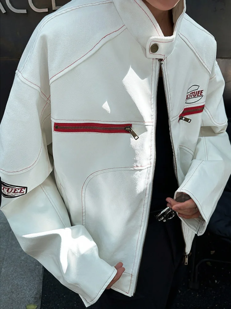 Ретро-американская байкерская куртка с вышивкой, мужская демисезонная куртка из искусственной кожи, модная верхняя одежда с длинными рукавами и декоративной молнией
Ретро-американская байкерская куртка с вышивкой, мужская демисезонная куртка из искусственной кожи, модная верхняя одежда с длинными рукавами и декоративной молнией