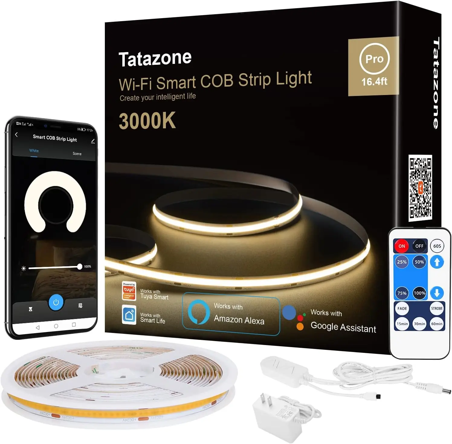 Светодиодная лента Smart White COB, 16,4 фута, теплый белый цвет 3000K, Wi-Fi и пульт дистанционного управления, с регулируемой яркостью, совместимая с Alexa и Google
Светодиодная лента Smart White COB, 16,4 фута, теплый белый цвет 3000K, Wi-Fi и пульт дистанционного управления, с регулируемой яркостью, совместимая с Alexa и Google