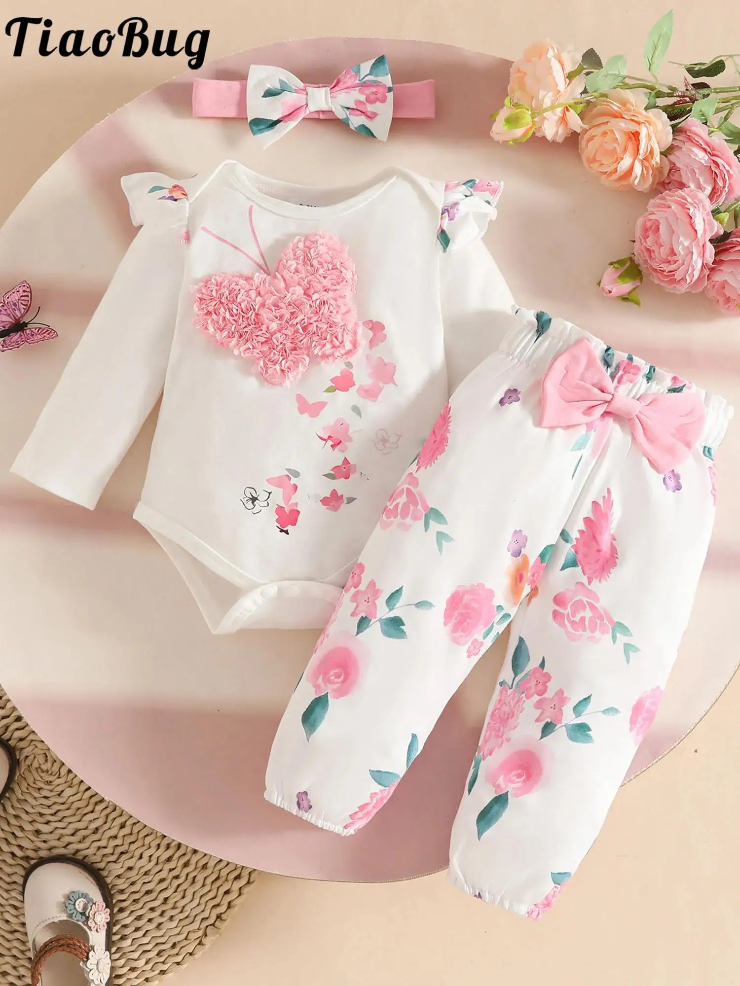 Newborn Baby Girls Clothes Long Sleeve Butterfly Rompers with Bow Floral Print Pants Headwear Holiday Party Spring Fall Outfits
Newborn Baby Girls Clothes Long Sleeve Butterfly Rompers with Bow Floral Print Pants Headwear Holiday Party Spring Fall Outfits