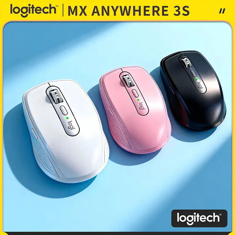 Logitech MX Anywhere 3S Wireless Mouse - 8000 DPI, Hyper-Scroll, Silent Click, Anti-Slip Grip for Store Office Work