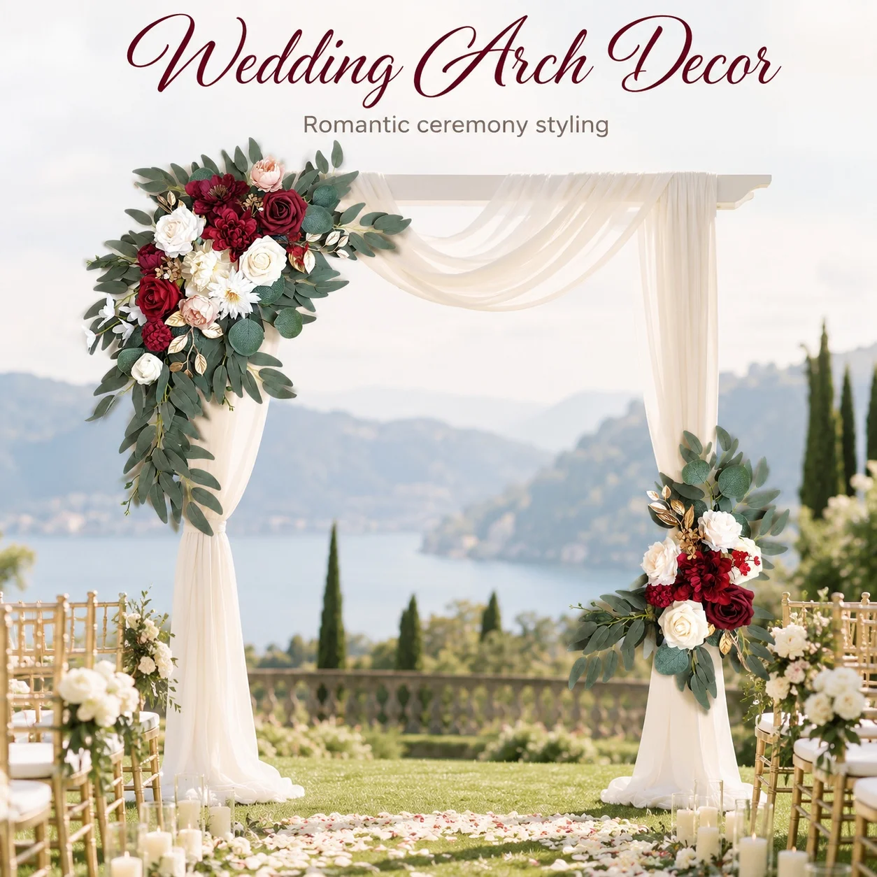 Artificial Pink Rose Swag Set, 2 Pack Floral Garland Arrangement for Wedding Arch Decor, Home Wall Hanging and Party Backdrop
Artificial Pink Rose Swag Set, 2 Pack Floral Garland Arrangement for Wedding Arch Decor, Home Wall Hanging and Party Backdrop