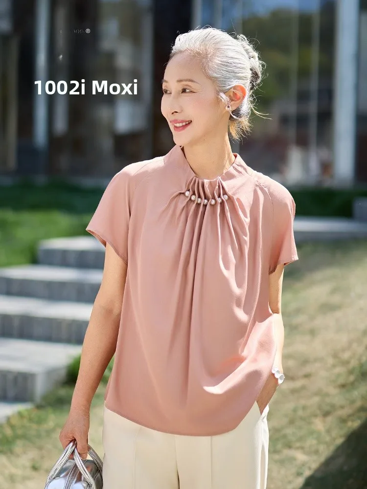 Muzhi Fashionable Short Sleeve Thin T-Shirt for Middle-Aged Mothers Summer Clothing Elegant Shirt for Women over 50
Muzhi Fashionable Short Sleeve Thin T-Shirt for Middle-Aged Mothers Summer Clothing Elegant Shirt for Women over 50