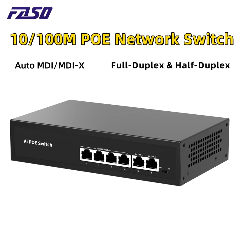 Умный коммутатор POE AI 10/100 Мбит/с, 4-портовый Ethernet-коммутатор POE с 2 портами Uplink RJ45 для IP-камеры/беспроводной точки доступа
Умный коммутатор POE AI 10/100 Мбит/с, 4-портовый Ethernet-коммутатор POE с 2 портами Uplink RJ45 для IP-камеры/беспроводной точки доступа