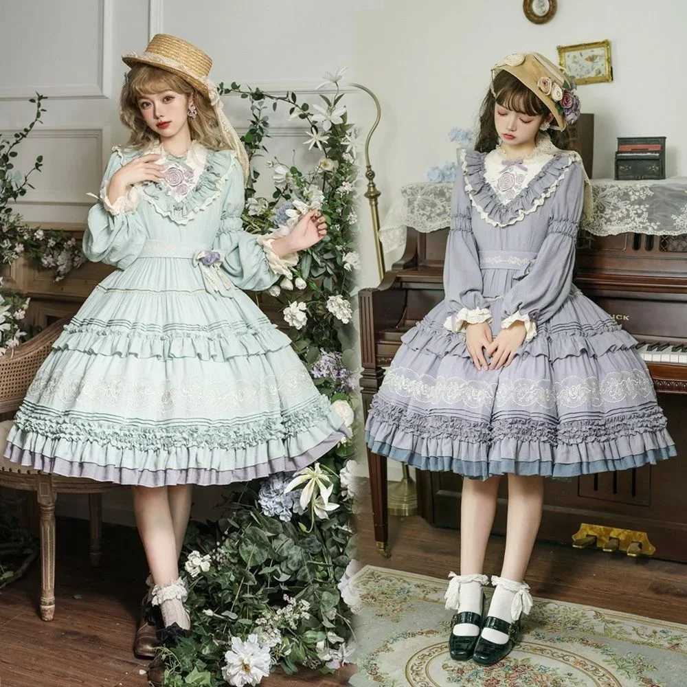 Luxury Lolita Flower Wedding Large Hemline Autumn/winter Lorita Dress Fairy Kei Clothes Candy Anime purple green
Luxury Lolita Flower Wedding Large Hemline Autumn/winter Lorita Dress Fairy Kei Clothes Candy Anime purple green