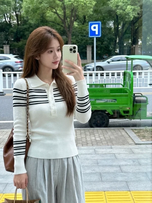 Color Blo Striped Knitted Long Sve T irt Base irt Женская зимняя новинка f Открытый воротник Высококачественный белый топ Белый для кожи...
Color Blo Striped Knitted Long Sve T irt Base irt Женская зимняя новинка f Открытый воротник Высококачественный белый топ Белый для кожи...