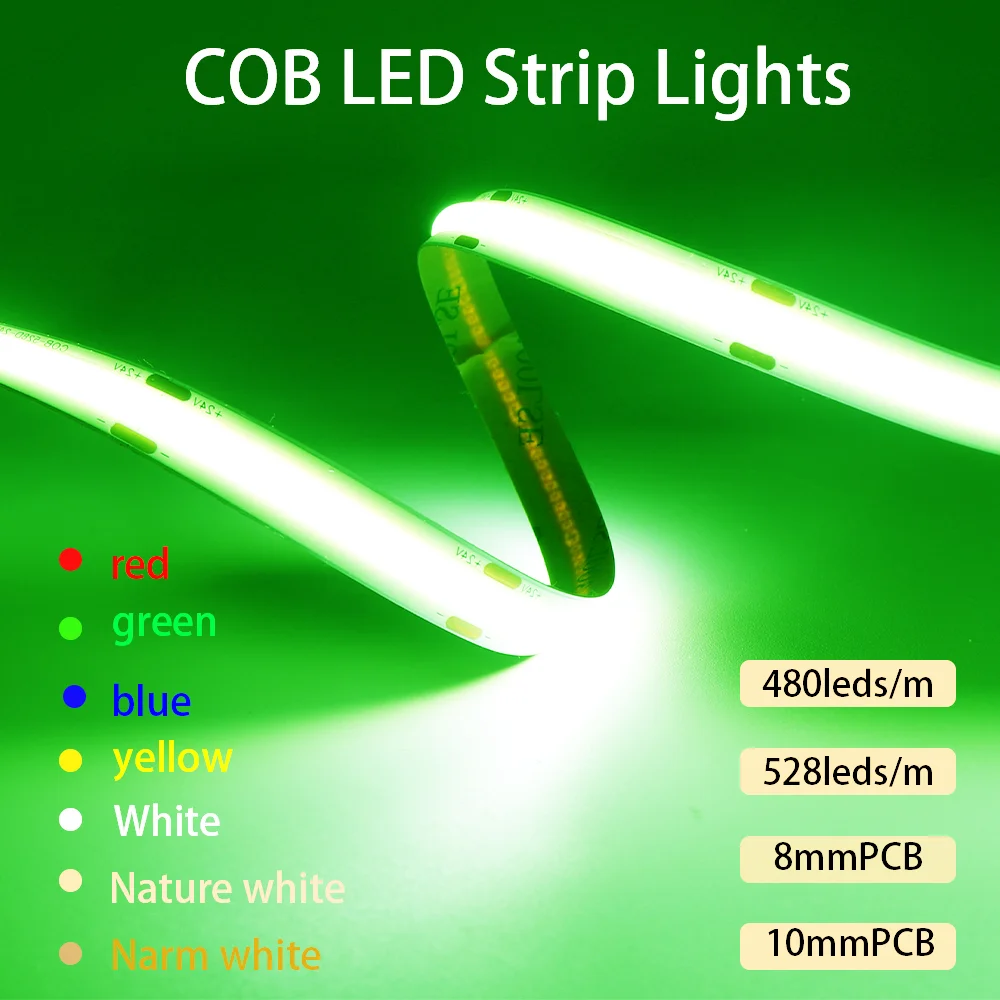 DC12V 24V led COB strip lights 480leds/528leds/m Highlight Linear Dimmable Flexible led lighting lamp Used for home decoration
DC12V 24V led COB strip lights 480leds/528leds/m Highlight Linear Dimmable Flexible led lighting lamp Used for home decoration