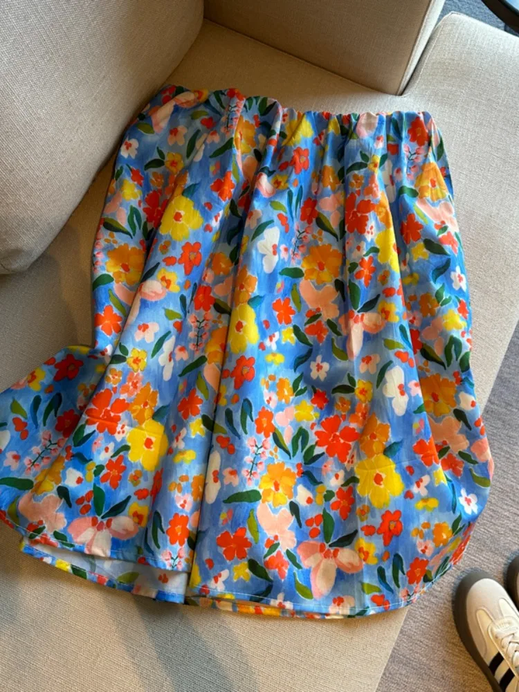 Klein Blue Floral Print Midi Skirt Women's Commute Korean Style High Waist A-Line Skirt over Knee Length City Casual Tour
Klein Blue Floral Print Midi Skirt Women's Commute Korean Style High Waist A-Line Skirt over Knee Length City Casual Tour