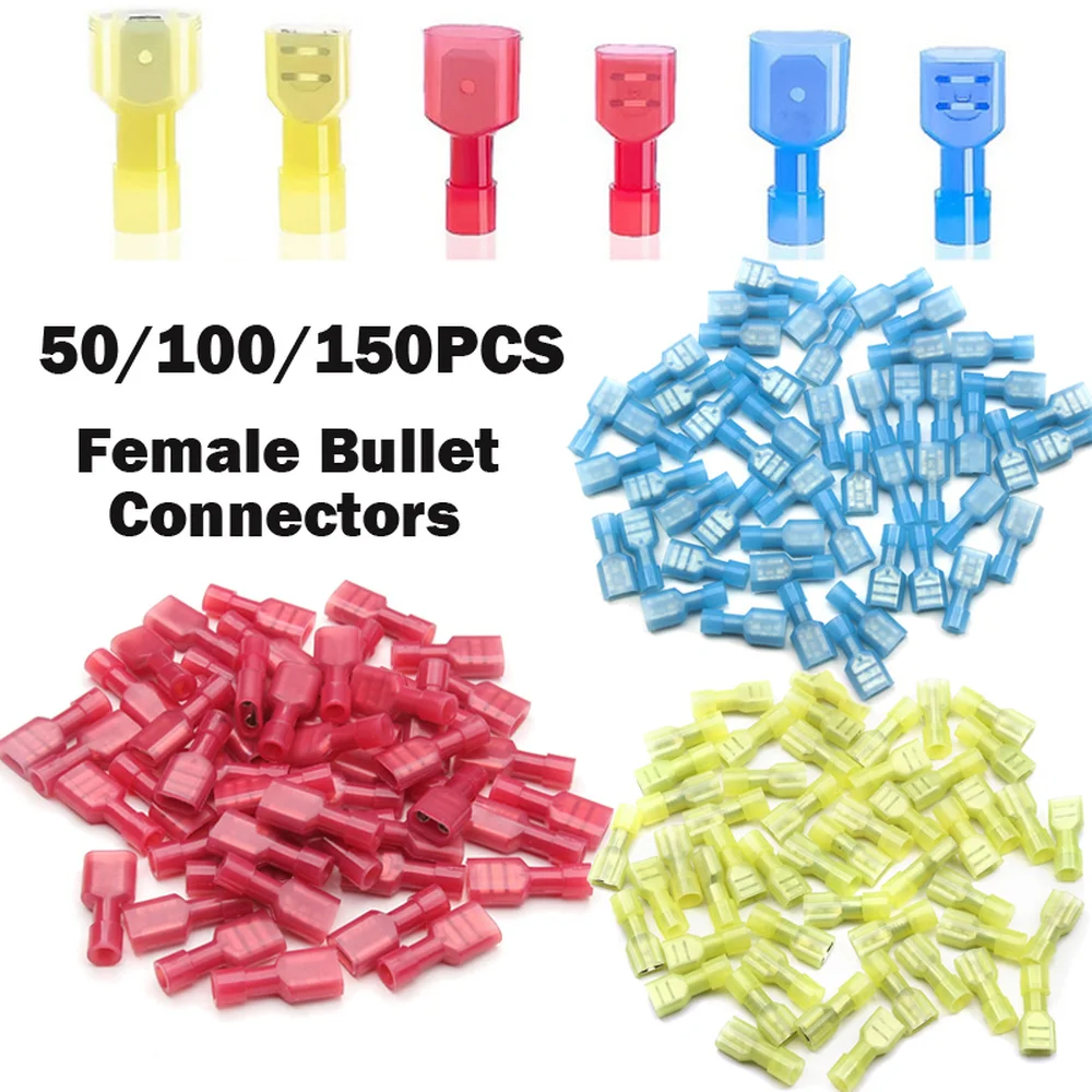 150/100/50PCS Crimp Terminal Wire Cable Connectors Nylon Fully Insulated Spade Female Electrical Crimp Terminal Kit
150/100/50PCS Crimp Terminal Wire Cable Connectors Nylon Fully Insulated Spade Female Electrical Crimp Terminal Kit