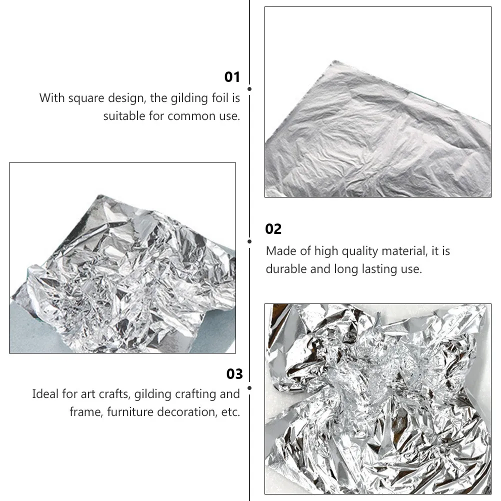 200Pcs Silver Leaf Foil Gilding Foil for Crafting Arts Decoration Interior Design DIY Projects Frame Furniture Restoration
200Pcs Silver Leaf Foil Gilding Foil for Crafting Arts Decoration Interior Design DIY Projects Frame Furniture Restoration