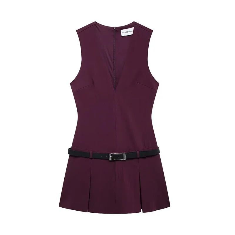 New Sexy Wide Pleated Mini Dress Women Fashion with Belt Sleeveless Dresses Autumn Casual Women's Dresses Female Party Dresses
New Sexy Wide Pleated Mini Dress Women Fashion with Belt Sleeveless Dresses Autumn Casual Women's Dresses Female Party Dresses
