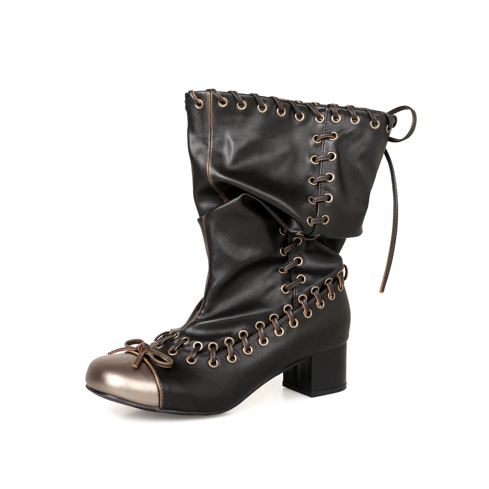 Arden Furtado 2025 Autumn cowhide Mixed Colors Pleated Large tubular boots Round toe bowknot Middle heel Rivet Western boots
Arden Furtado 2025 Autumn cowhide Mixed Colors Pleated Large tubular boots Round toe bowknot Middle heel Rivet Western boots